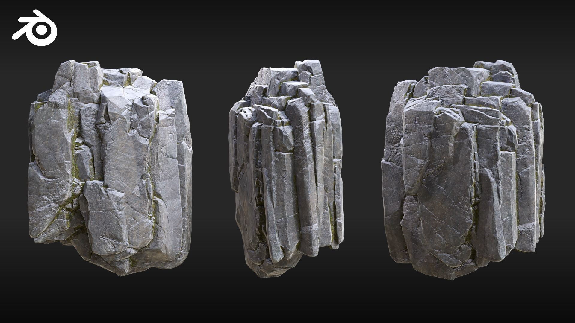 Realistic Looking Modular Cliffs and Rocks BLENDER Low-poly 3D model_3