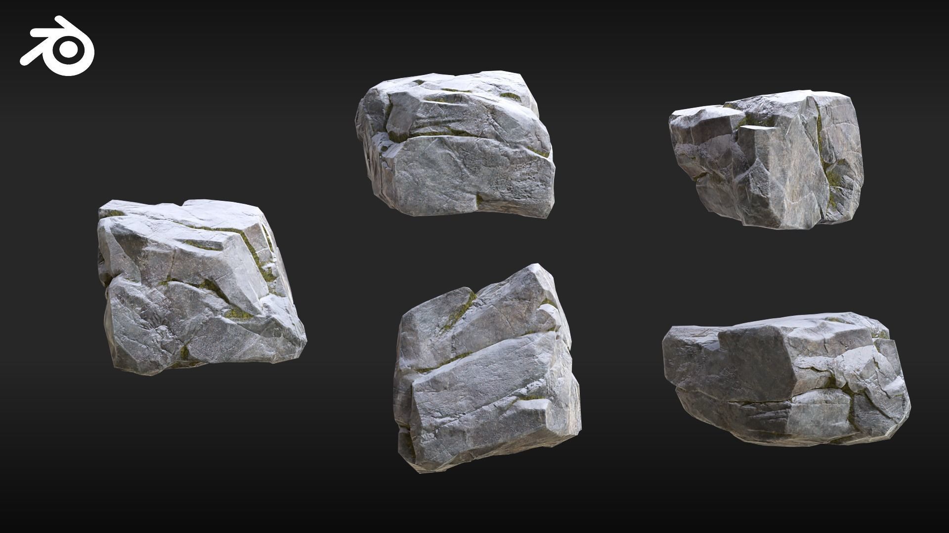 Realistic Looking Modular Cliffs and Rocks BLENDER Low-poly 3D model_7