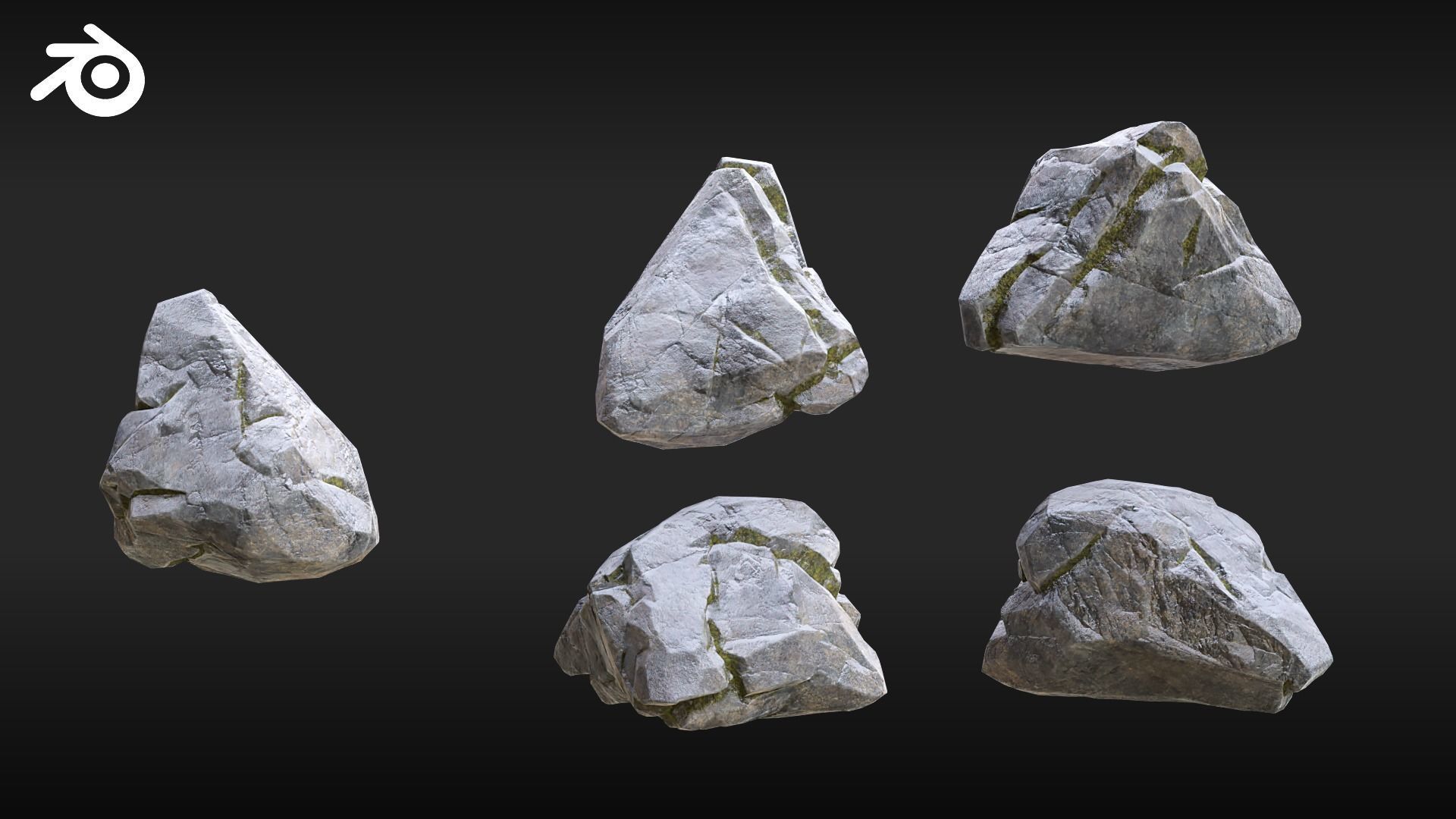Realistic Looking Modular Cliffs and Rocks BLENDER Low-poly 3D model_9