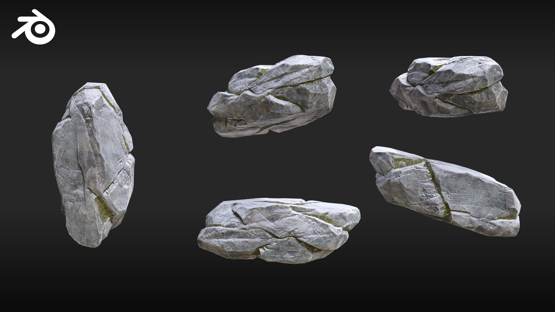 Realistic Looking Modular Cliffs and Rocks BLENDER Low-poly 3D model_8