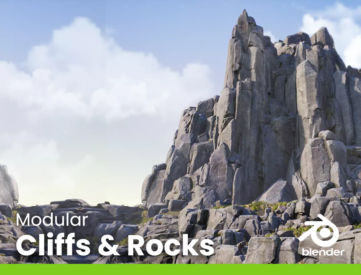 Realistic Looking Modular Cliffs and Rocks BLENDER Low-poly 3D model_0