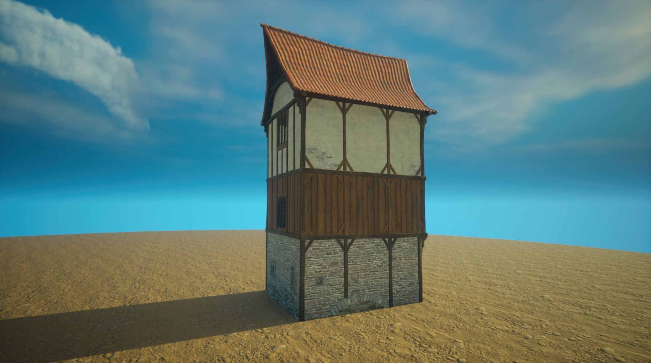 Medieval old House4-interior and exterior design Low-poly 3D model_5