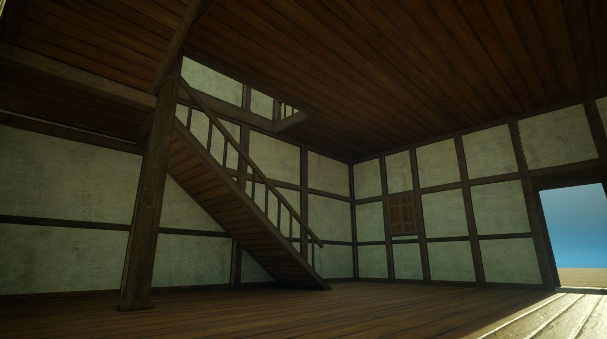 Medieval old House4-interior and exterior design Low-poly 3D model_8