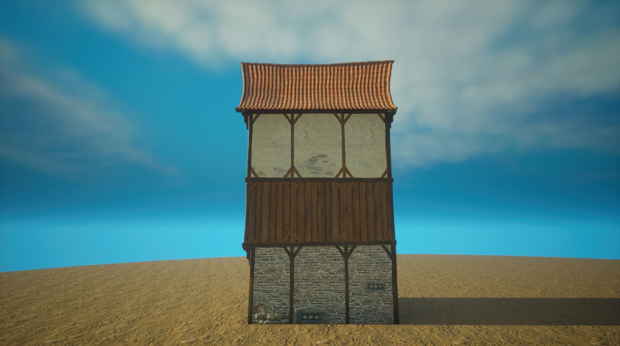 Medieval old House4-interior and exterior design Low-poly 3D model_2