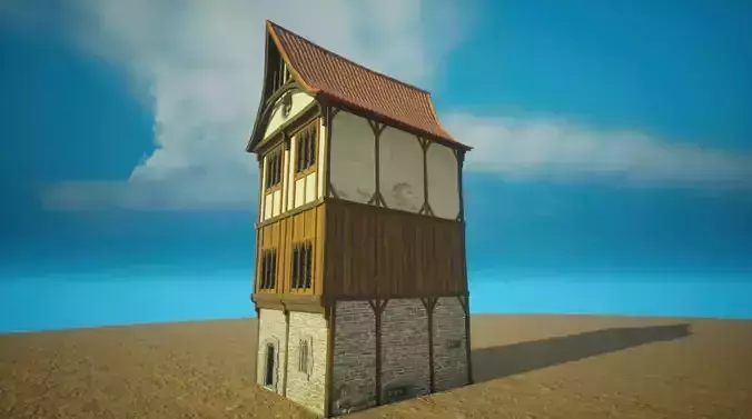 Medieval old House4-interior and exterior design Low-poly 3D model