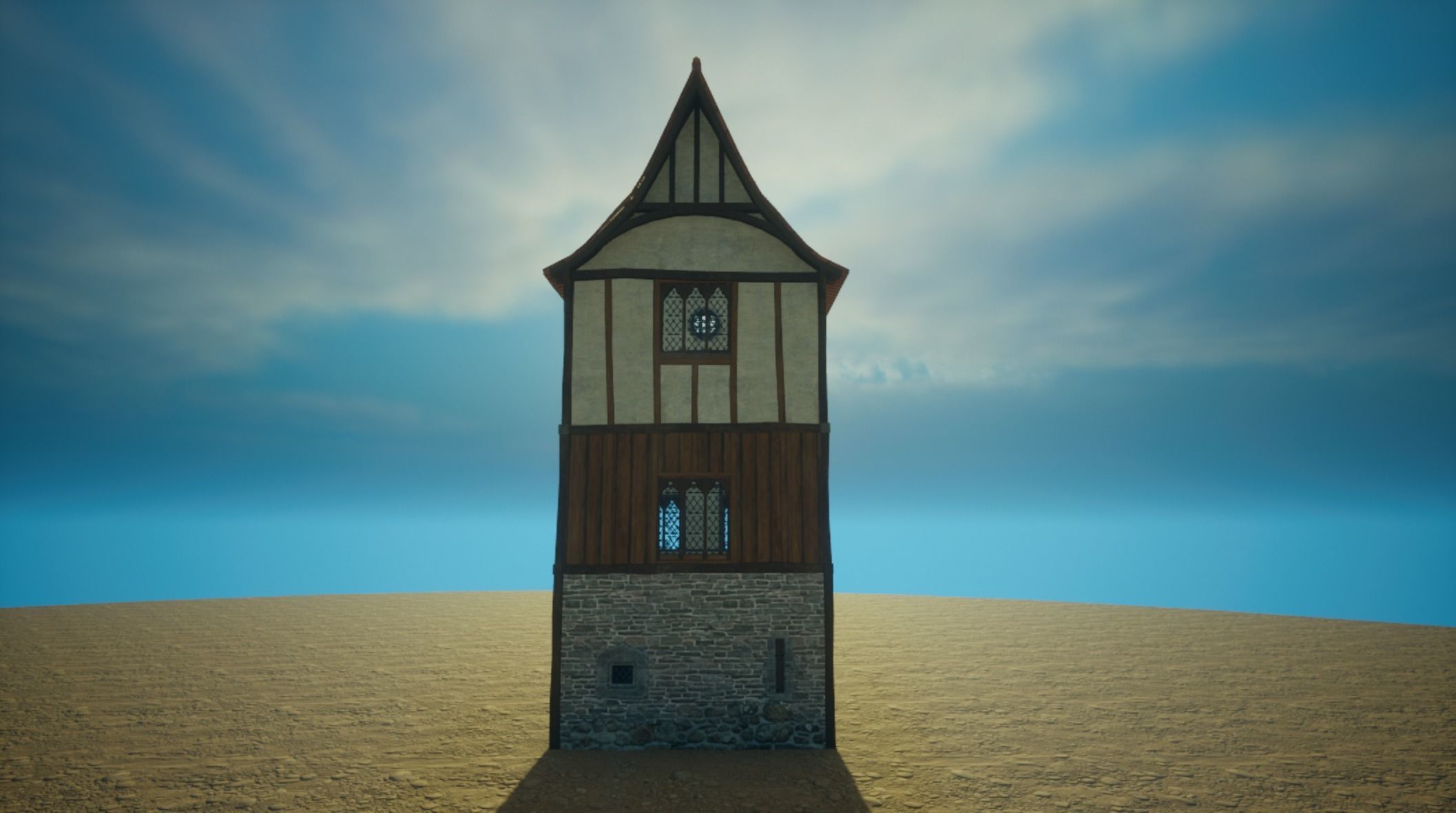 Medieval old House4-interior and exterior design Low-poly 3D model_4