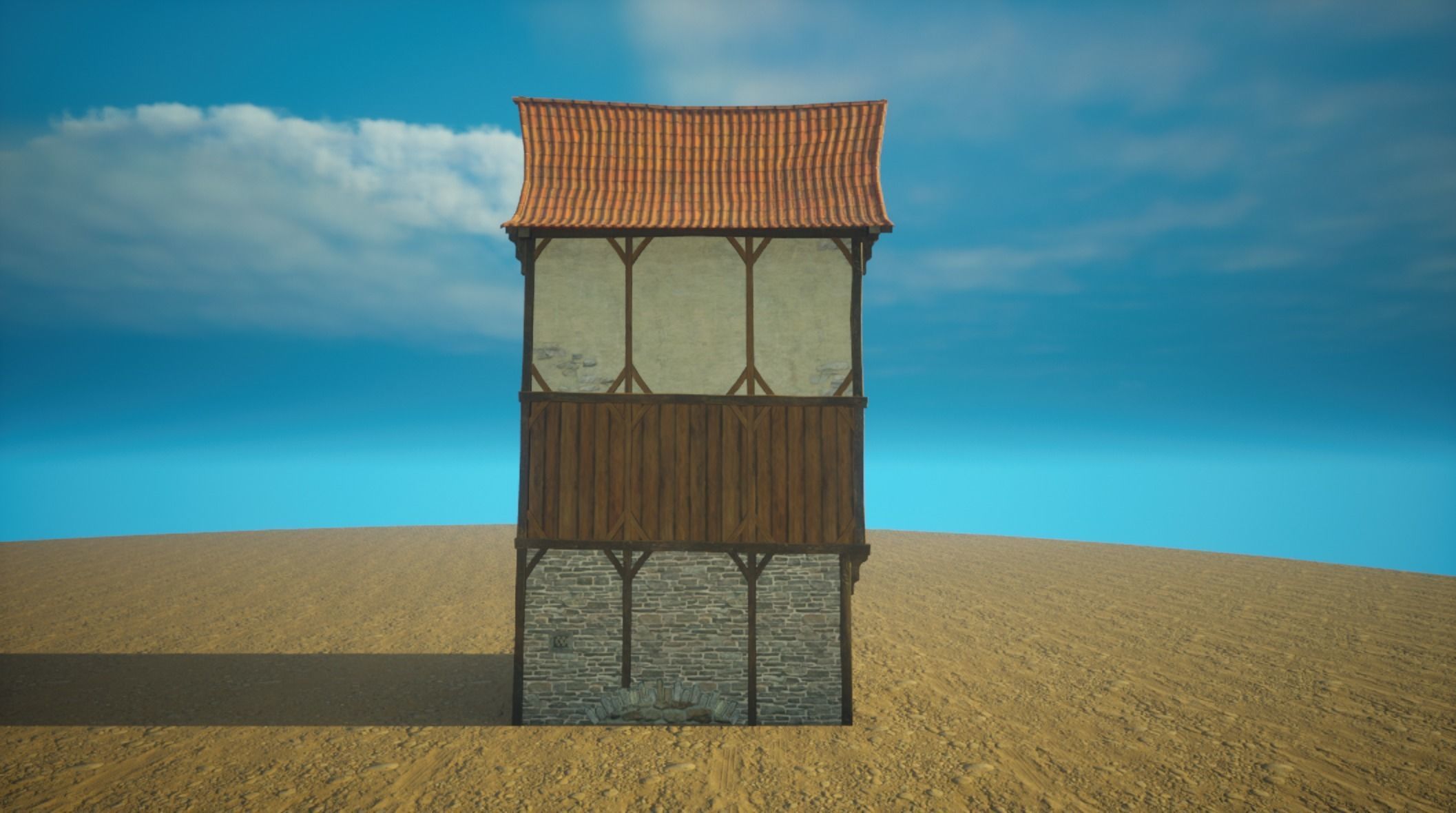 Medieval old House4-interior and exterior design Low-poly 3D model_6