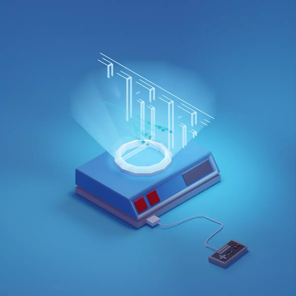 Animated Holographic Retro Video Games 3D model Low-poly 3D model_0