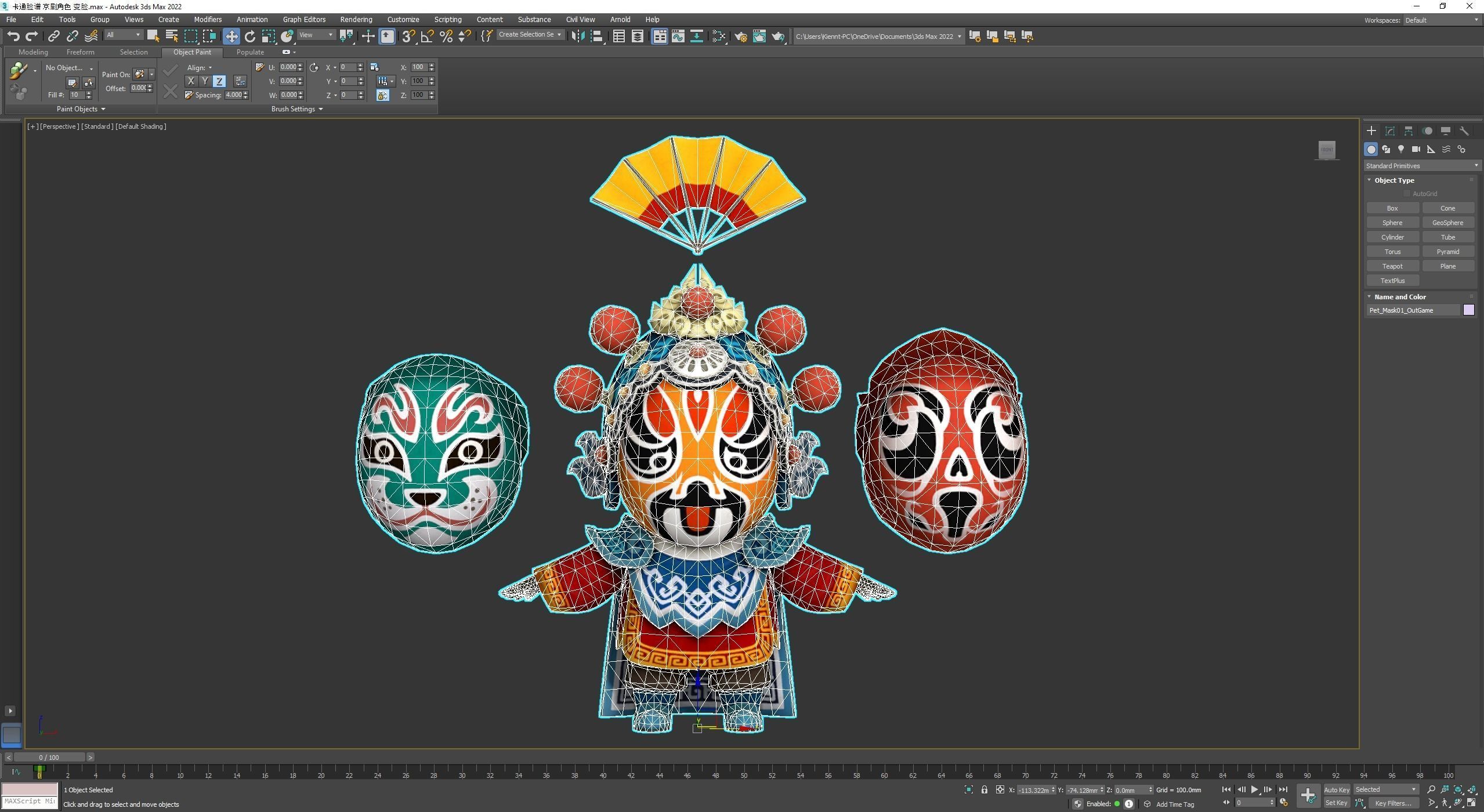 Cartoon Face Makeup Peking Opera 3D model_2