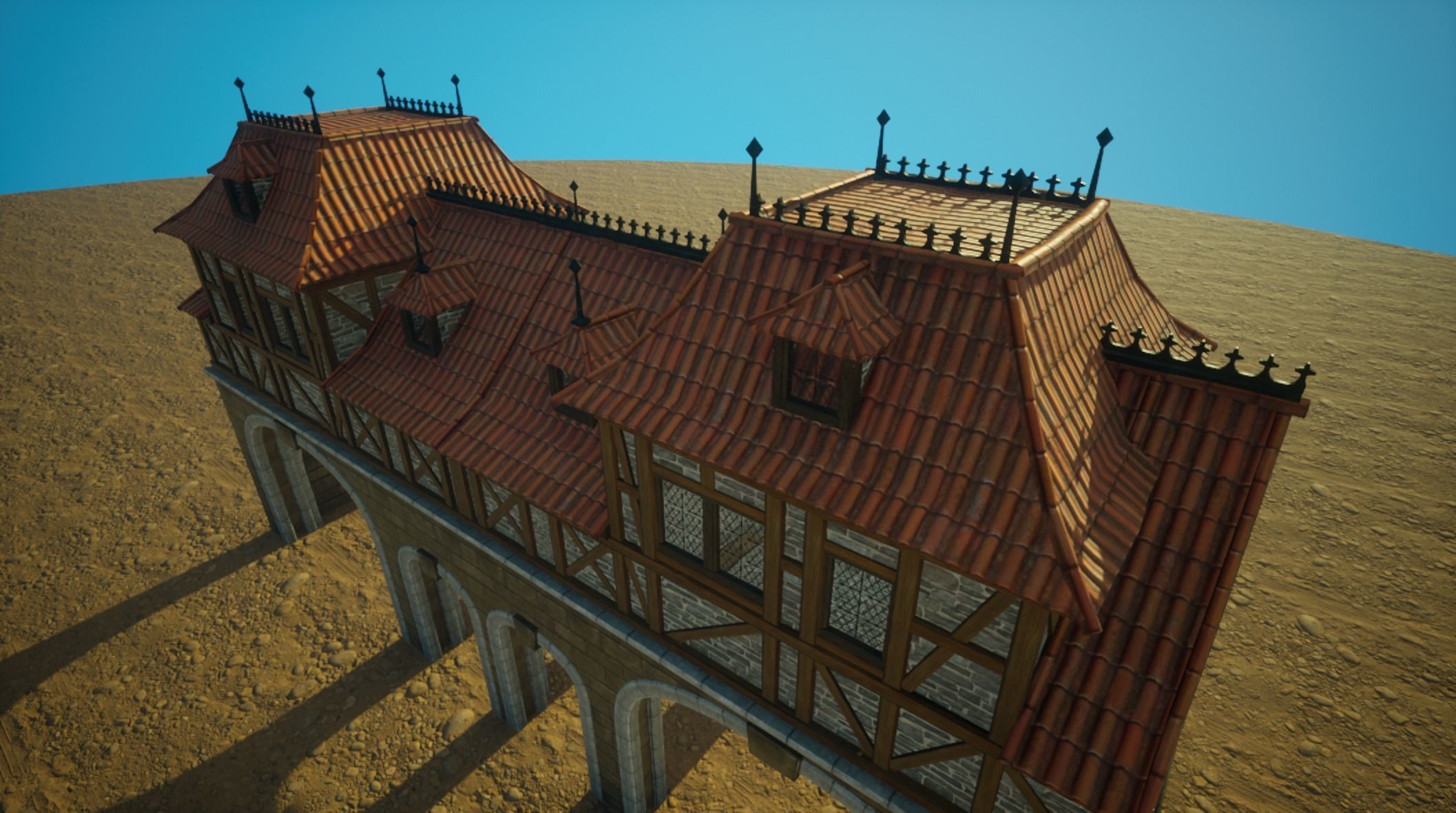 Medieval old House5- exterior design Low-poly 3D model_6