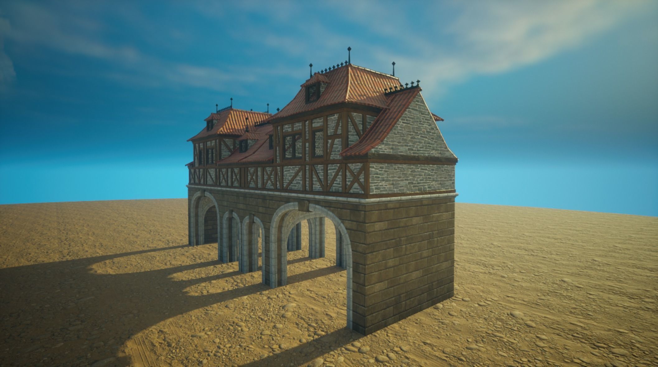 Medieval old House5- exterior design Low-poly 3D model_5