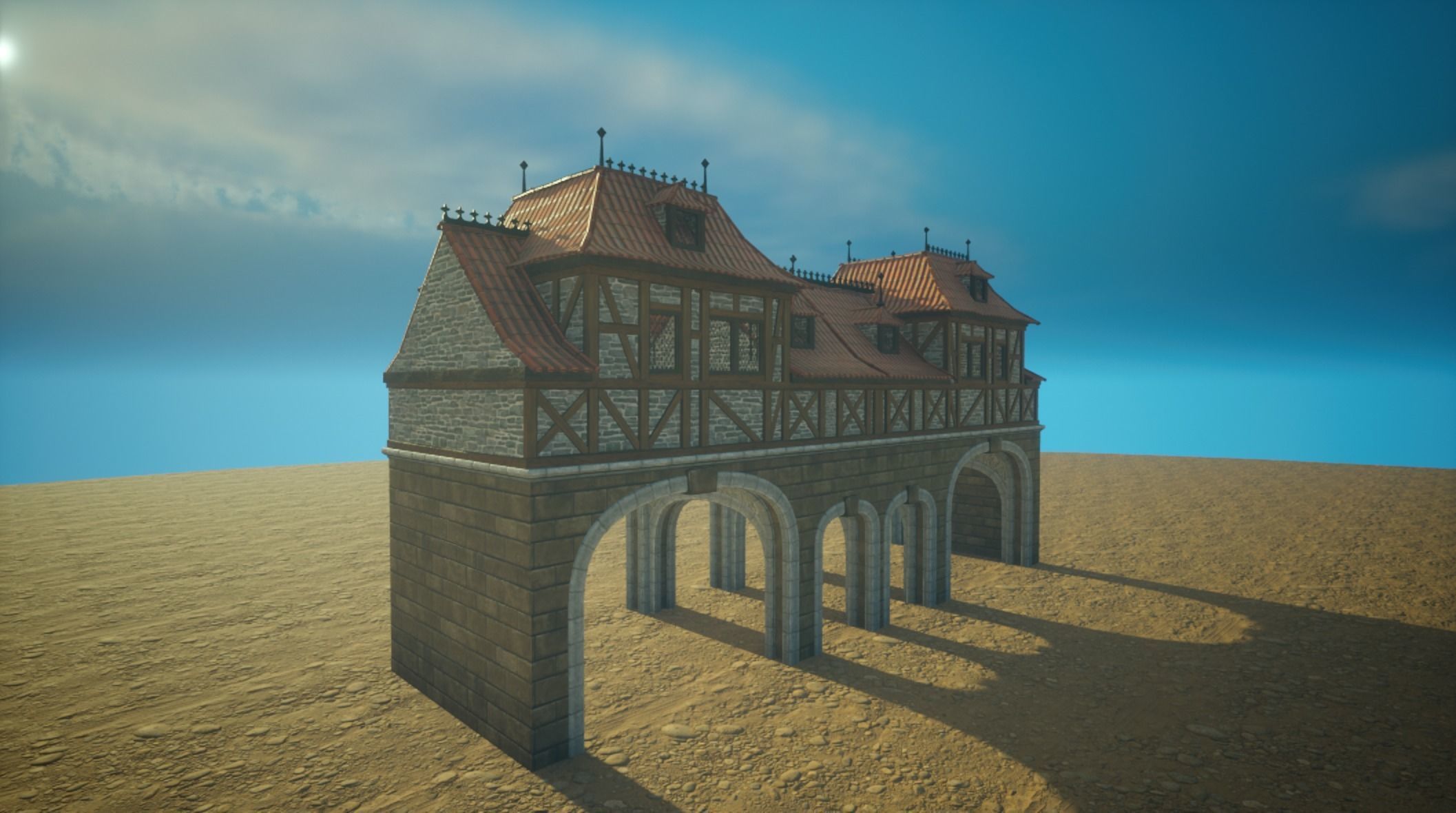 Medieval old House5- exterior design Low-poly 3D model_3