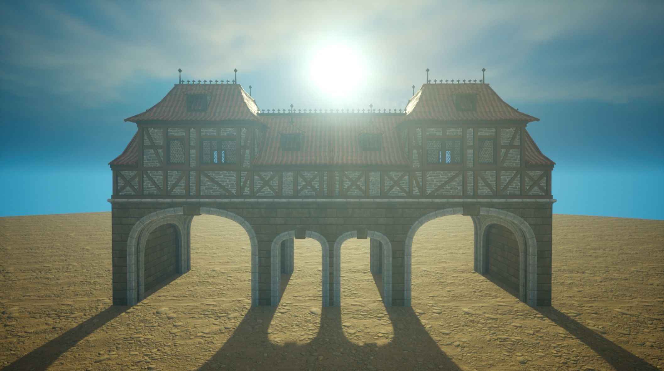 Medieval old House5- exterior design Low-poly 3D model_4