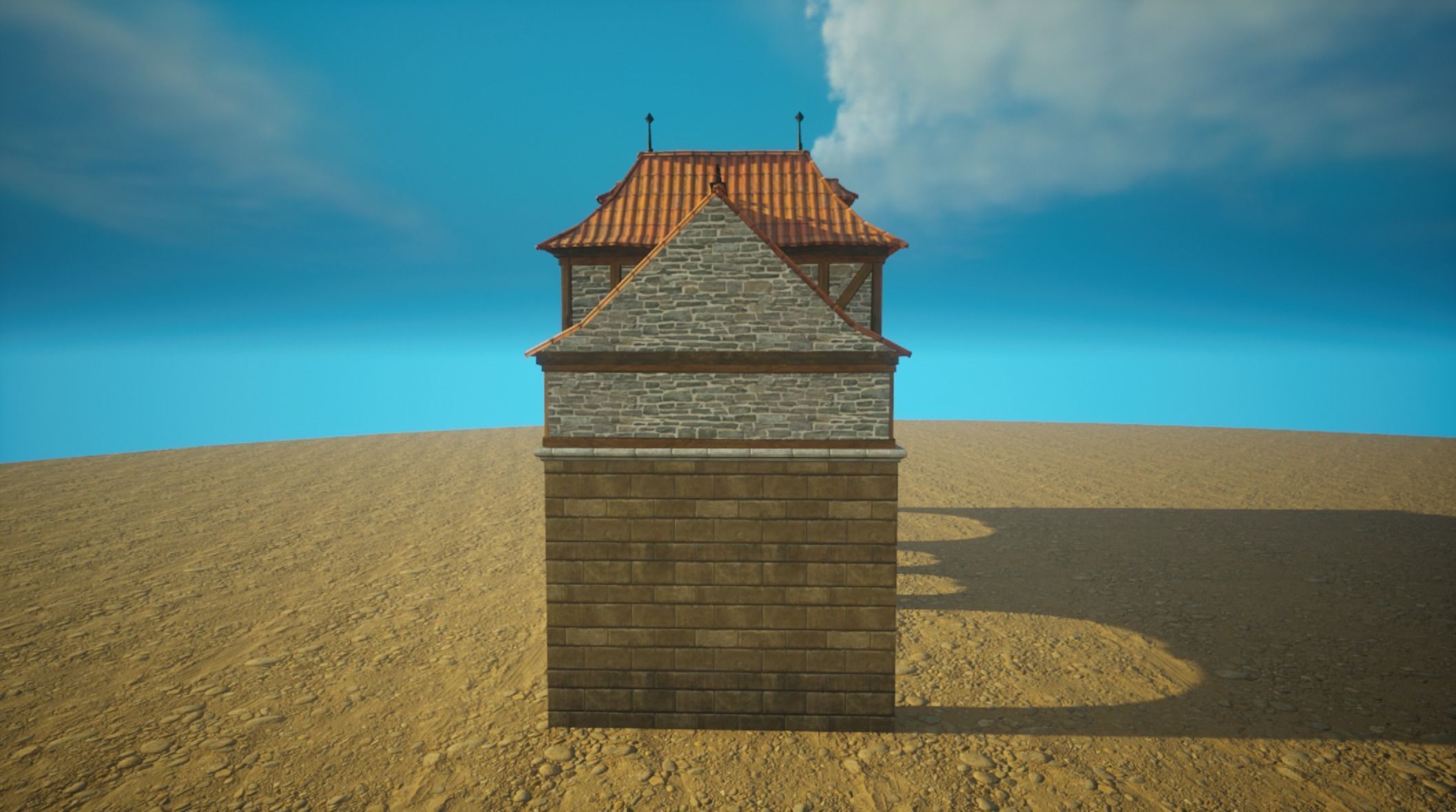 Medieval old House5- exterior design Low-poly 3D model_2