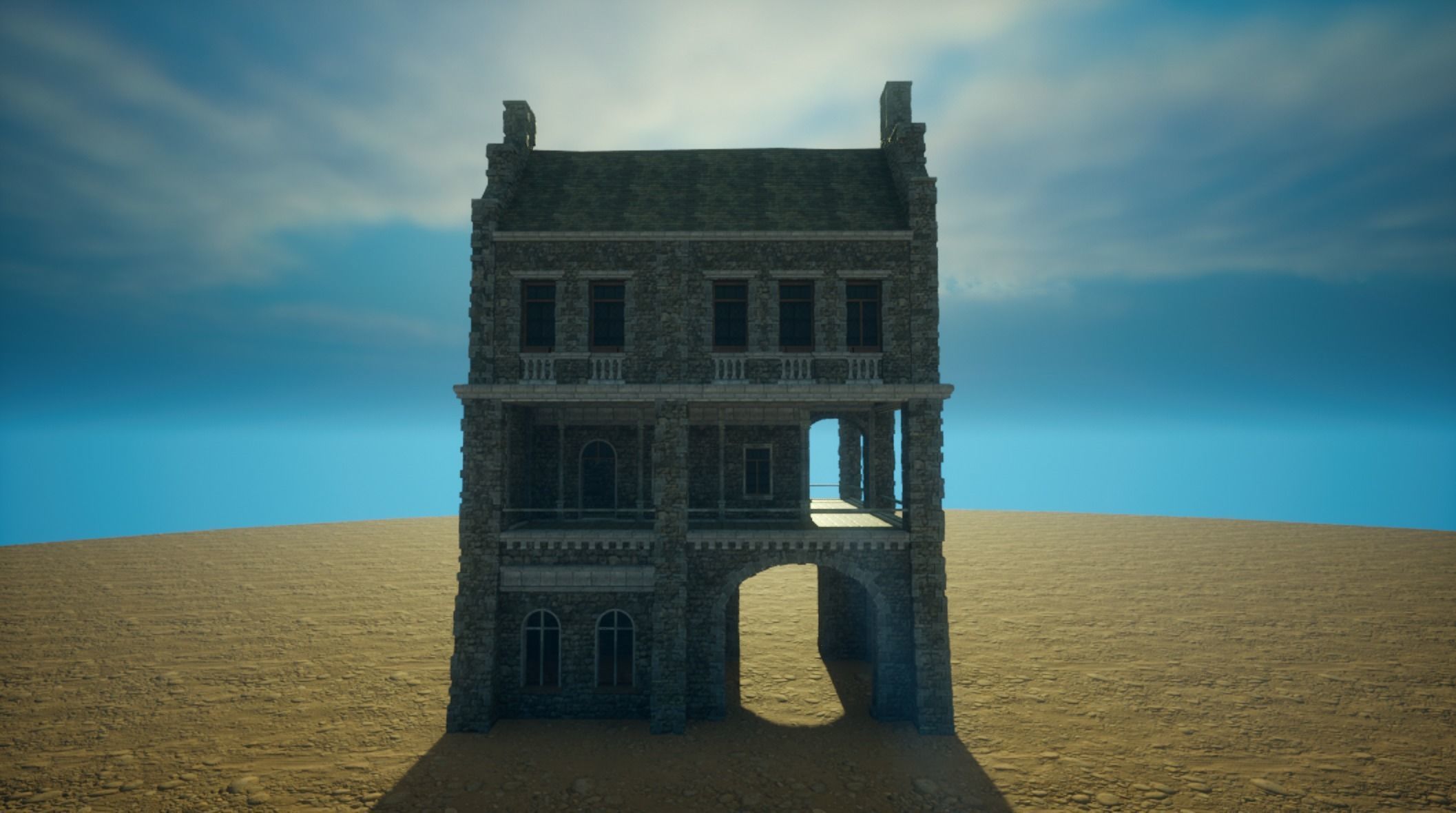 Medieval old House6-interior and exterior design Low-poly 3D model_4