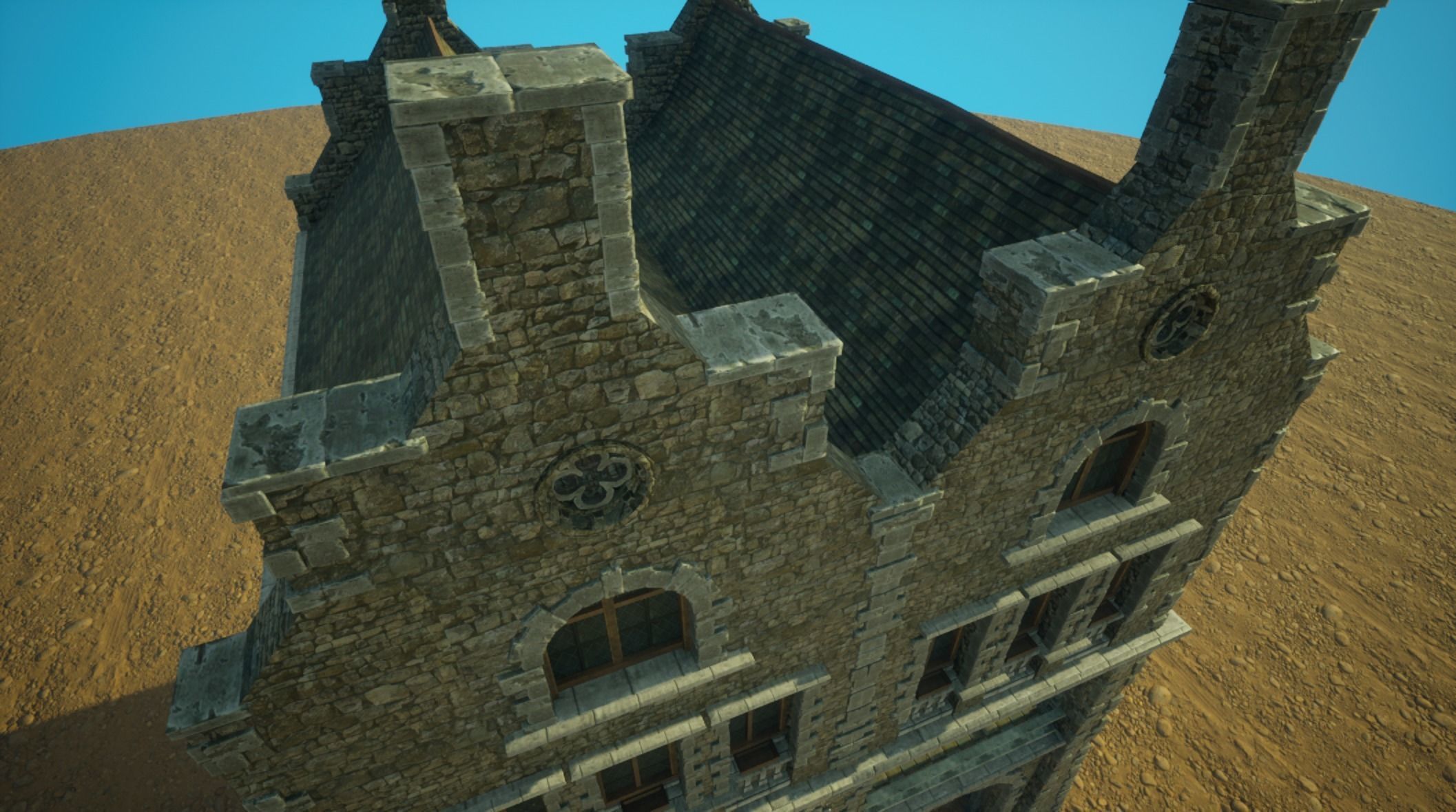 Medieval old House6-interior and exterior design Low-poly 3D model_7