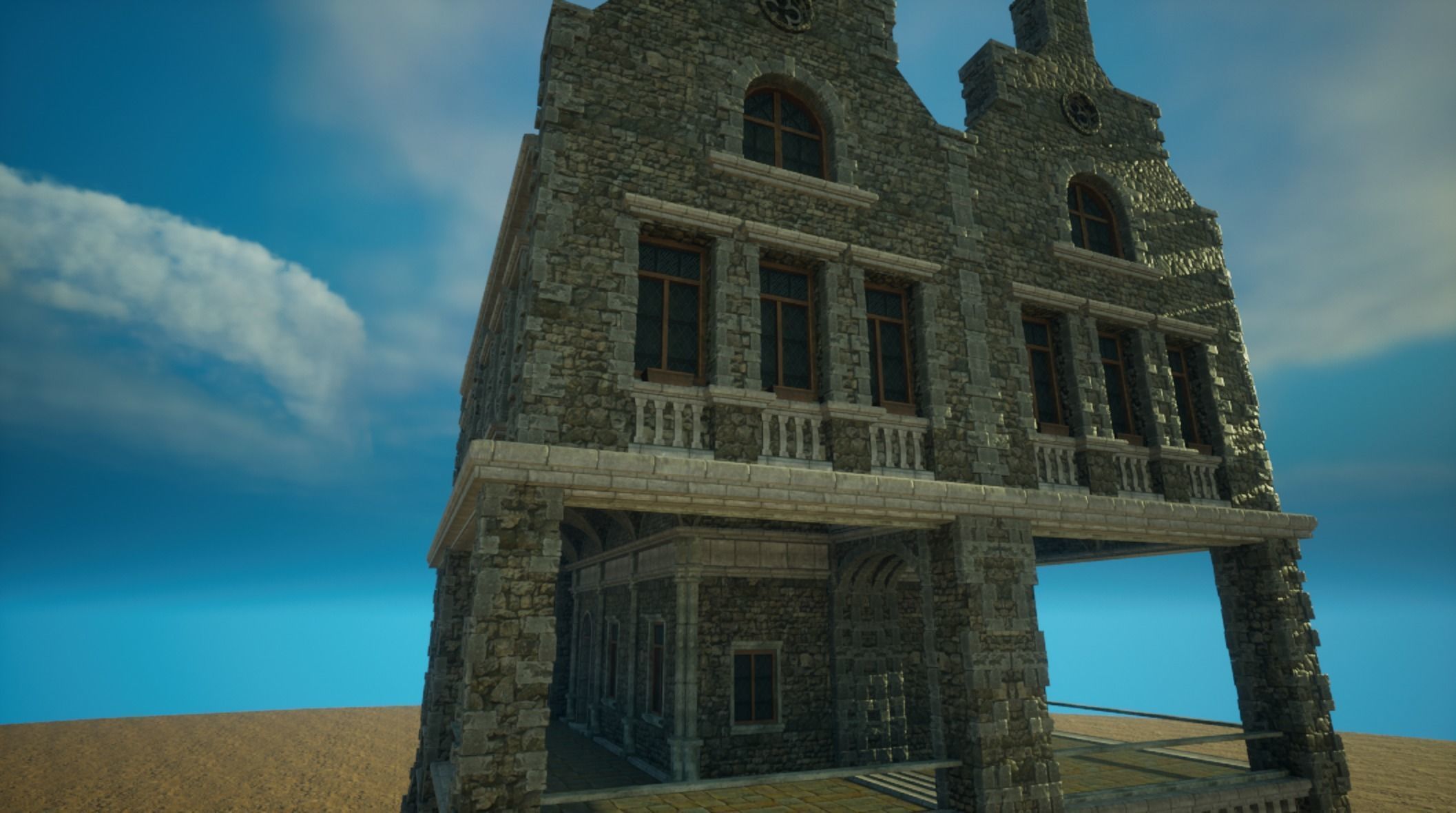 Medieval old House6-interior and exterior design Low-poly 3D model_6