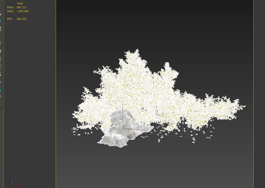 Golden Euonymus bush with rock 3D model_7