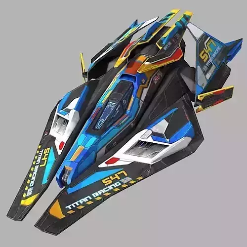 Racing SciFi Ship Low-poly 3D model