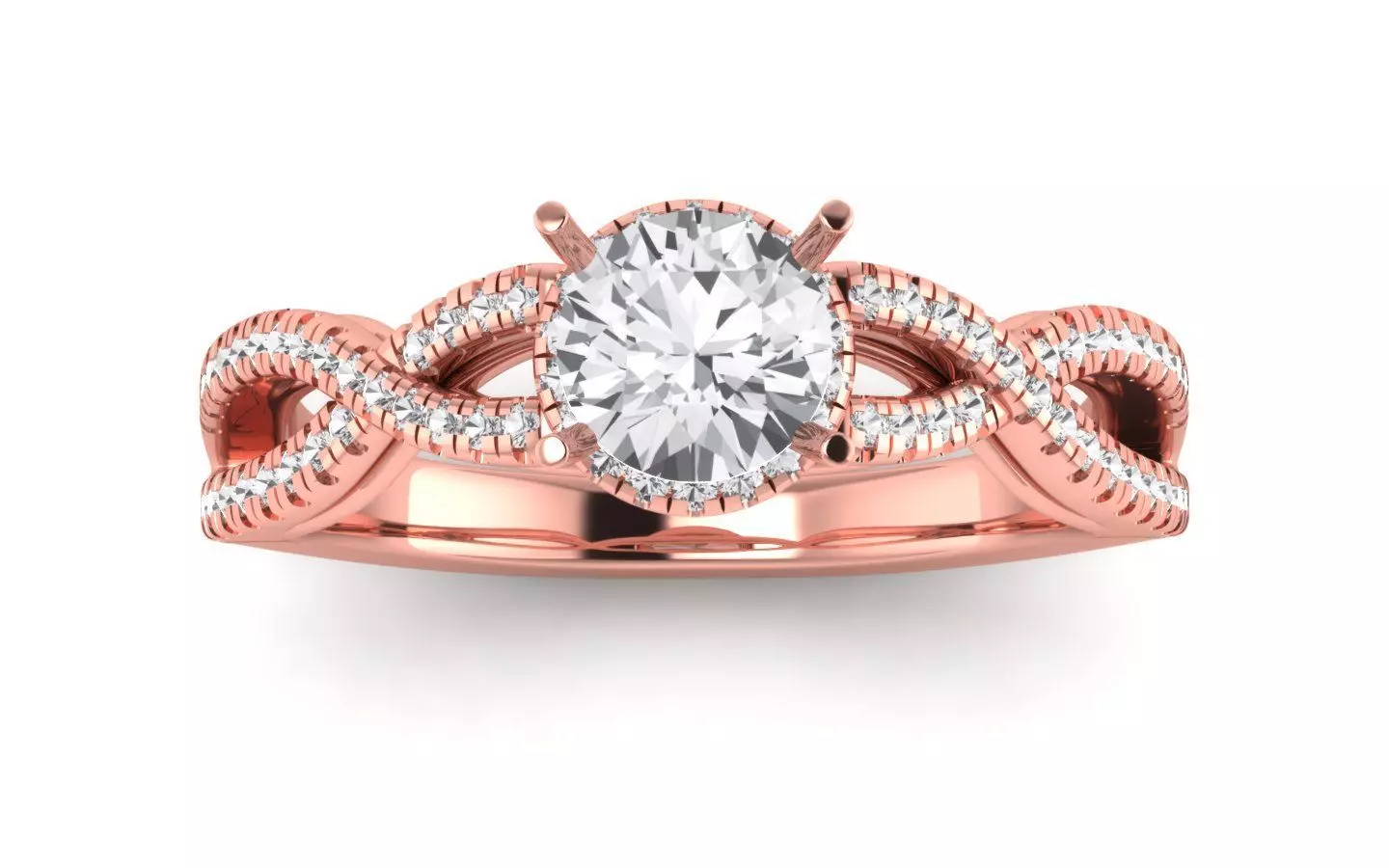 Solitaire Wedding Engagement Women Twisted Ring 3D print model