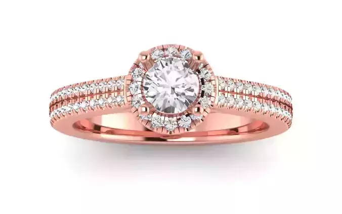 Solitaire Wedding Engagement Women Double Band Ring