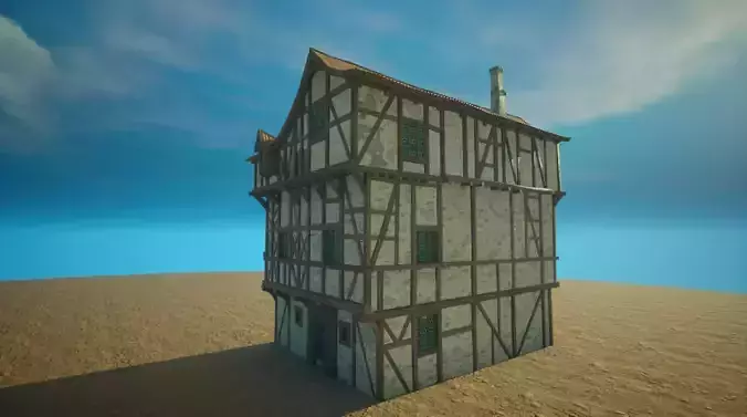 Medieval old House7-interior and exterior design Low-poly 3D model