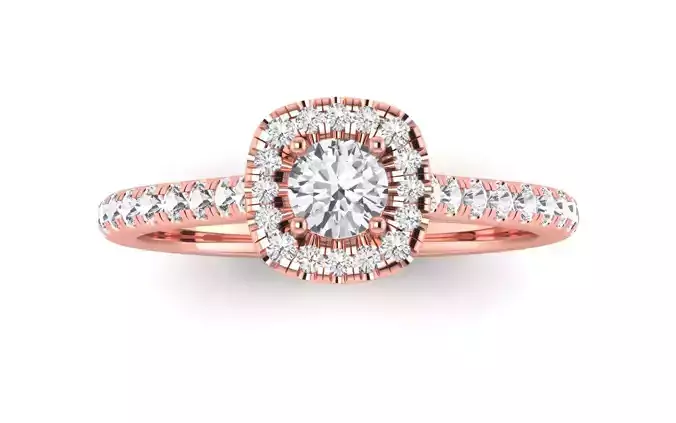 Solitaire Wedding Engagement Women Square Hole Pave Ring