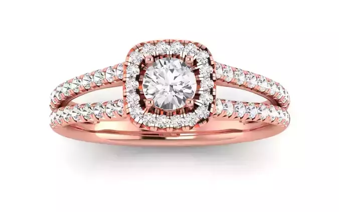 Solitaire Wedding Engagement Women Split Shank Double Band Ring