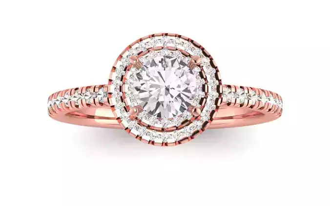 Round Double Halo Wedding Engagement Women Ring 3D print model