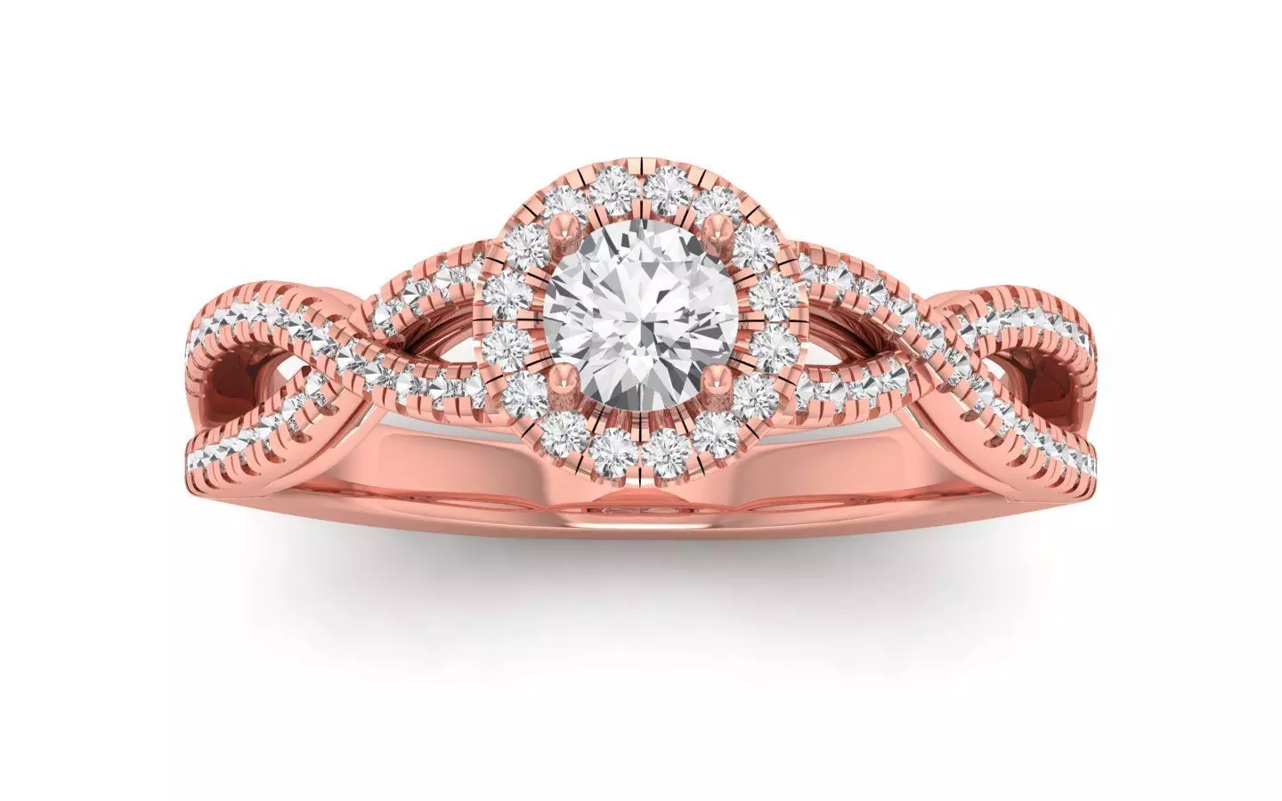 Twisted Band Halo Wedding Engagement Women Ring 3D print model