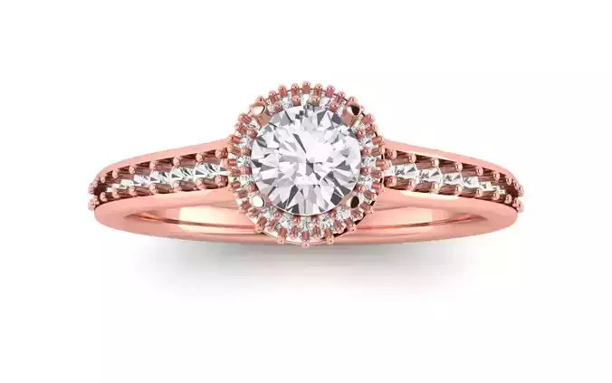 Single Halo Wedding Engagement Women Ring 3D print model