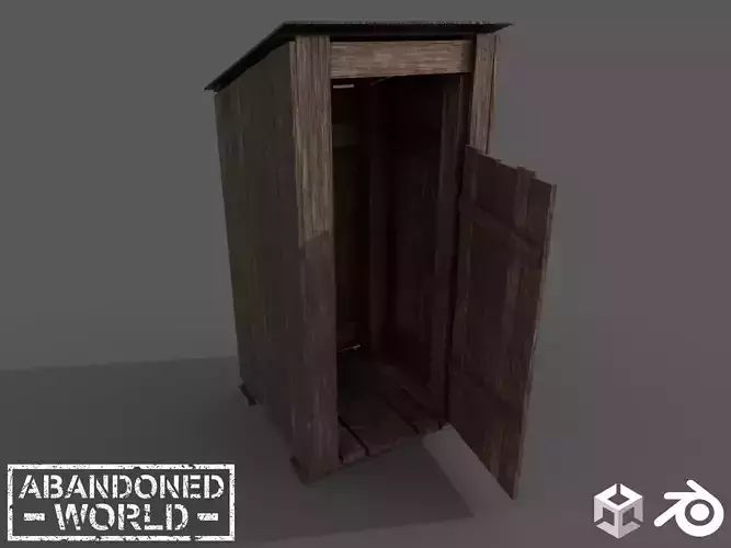 Wooden Outhouse Low-poly 3D model
