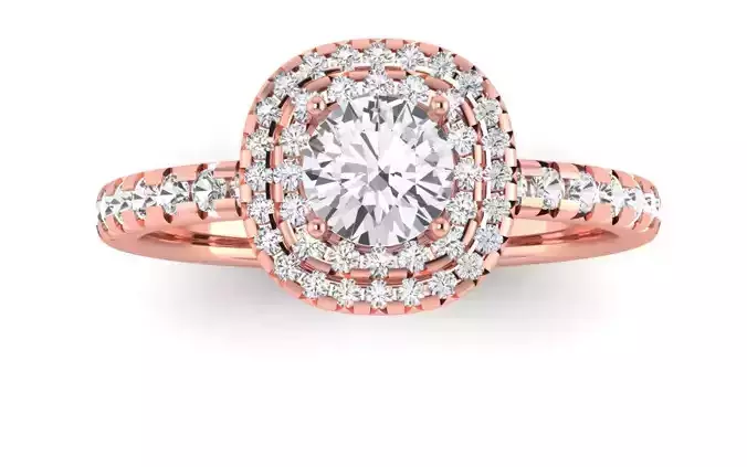 Double Halo Ring Wedding Engagement Women Ring 3D print model
