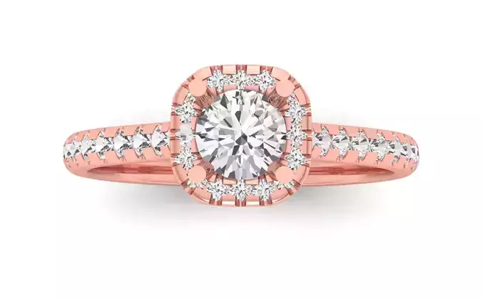 Square Hole Pave Wedding Engagement Women Ring