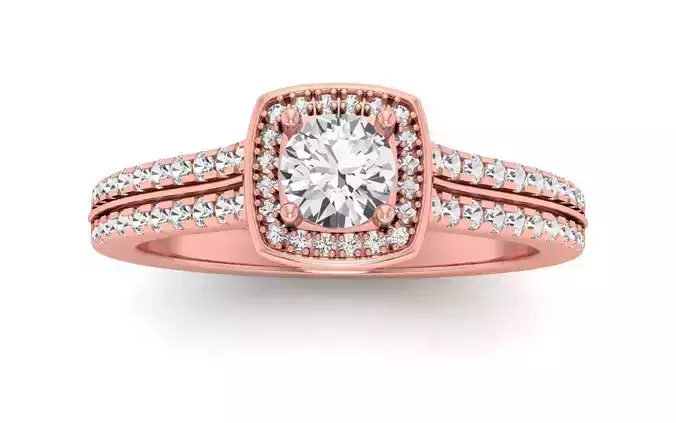 Double Halo Wedding Engagement Women Double Band Ring 3D print model
