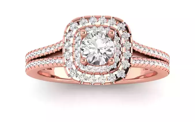 Double Halo Wedding Engagement Women Double Band Ring