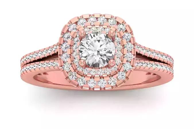 Double Halo Wedding Engagement Women Double Band Ring