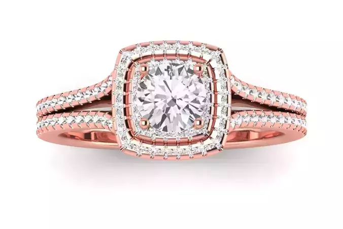 Double Halo Wedding Engagement Women Double Band Ring