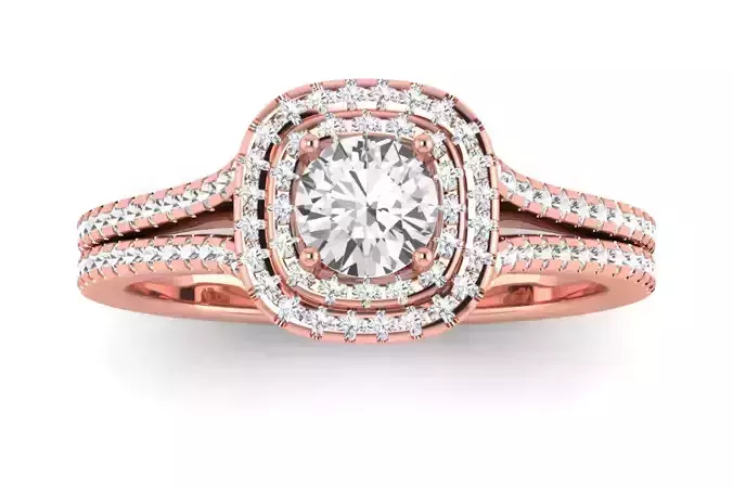 Double Halo Wedding Engagement Women Double Band Ring