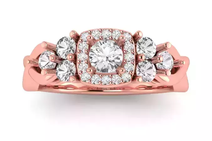 Cluster  Wedding Engagement Women Square Hole Ring