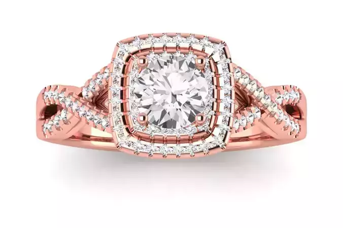 Halo Twisted Ring Wedding Engagement Women Ring 3D print model