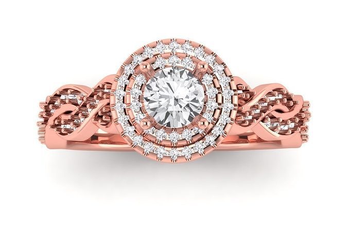 Twisted Band Ring Solitaire Wedding Engagement Women Ring 3D print model