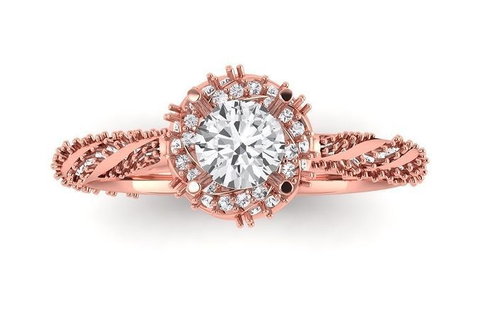 Solitaire Wedding Engagement Women Ring Rope Band Ring 3D print model