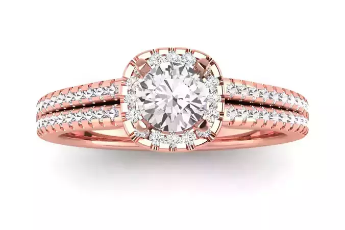 Solitaire Wedding Engagement Women Double Band Bridal Ring