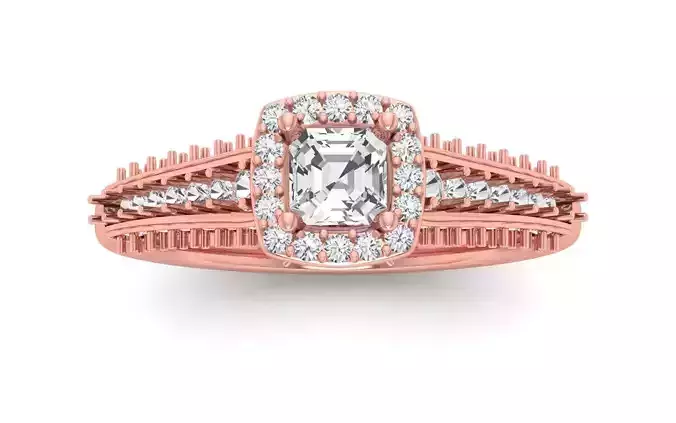 Square Hole Tepered Wedding Engagement Women Ring