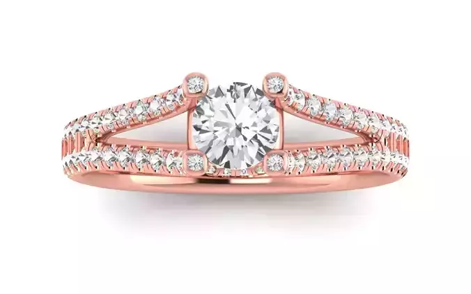 Solitaire Wedding Engagement Women Double Band Ring