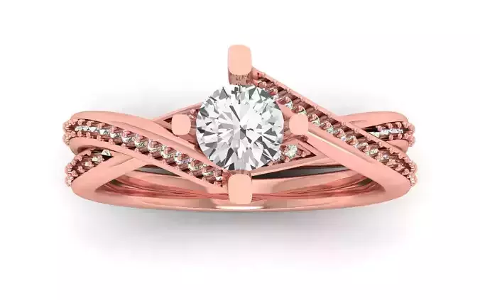 Solitaire Wedding Engagement Women Bypass Ring 3D print model