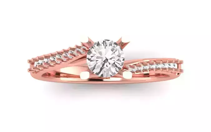 Solitaire Wedding Engagement Women Bypass Ring 3D print model