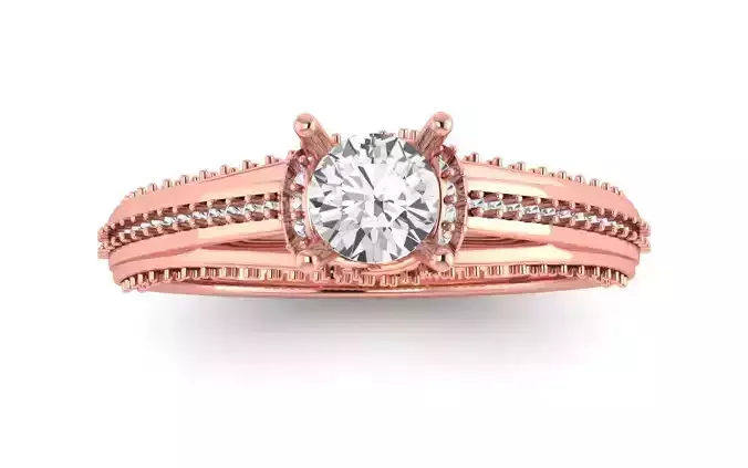 Women Engagement Round Stone Ring 3dm STL OBJ Renders Details 3D print model