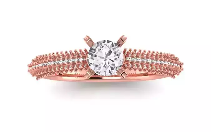 Women Engagement Round Stone Ring 3dm STL OBJ Renders Details